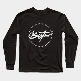 Boston White Letters Long Sleeve T-Shirt